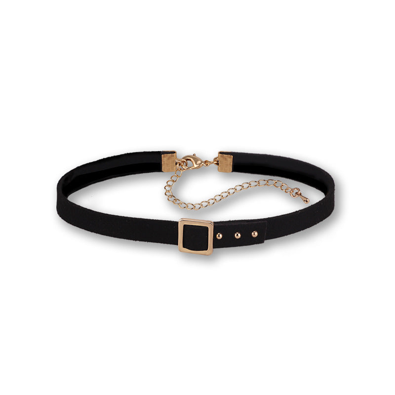 Female Simple Square Buckle Neckband Necklet Sexy Necklace