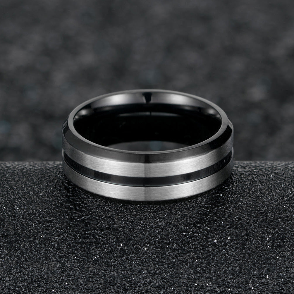 Men's Titanium Steel Brushed Matte Wide Double Rings