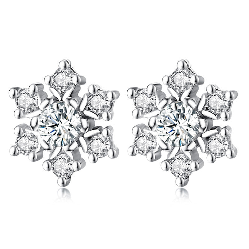 Simple Snowflake Ear Female Zircon Fashion Earrings