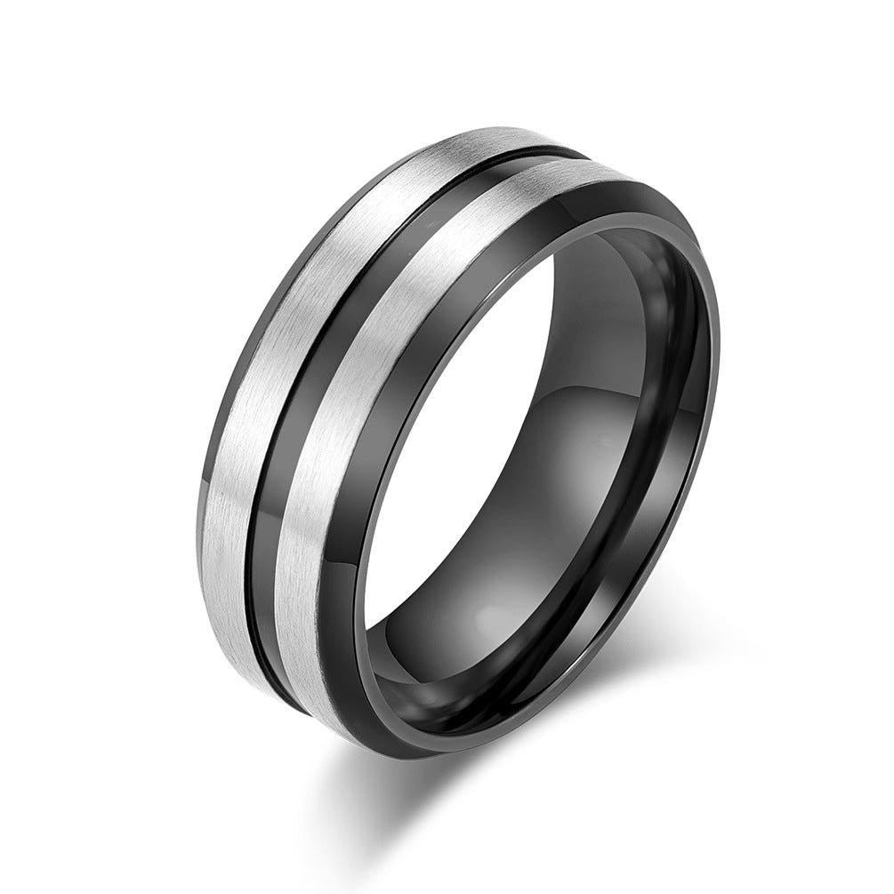 Men's Titanium Steel Brushed Matte Wide Double Rings