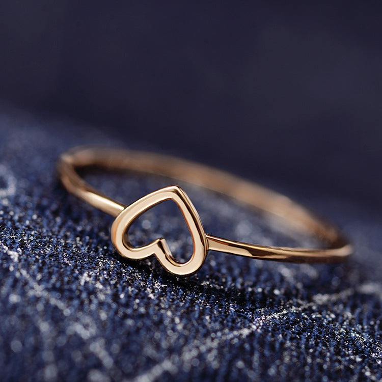 Simple Hollow Love Heart Heart-shaped Logo Copper Jewelry Rings