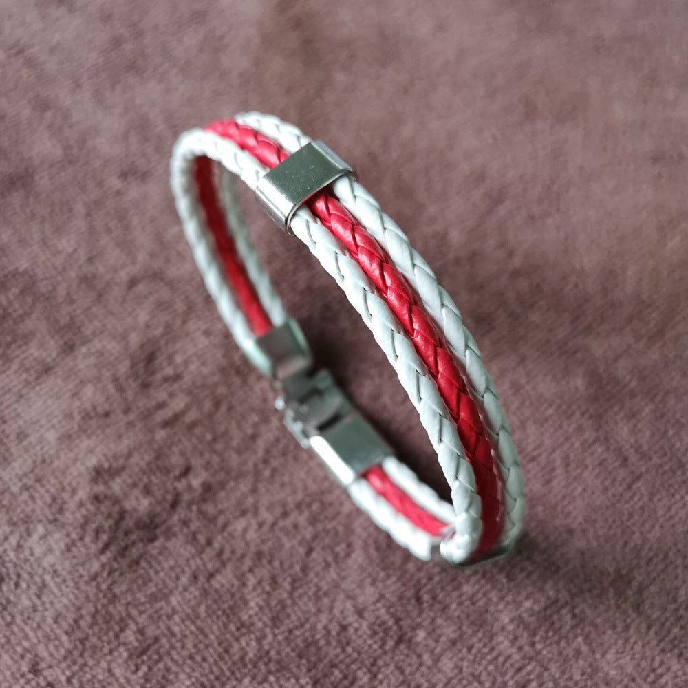 Flaggenfarbene Armbänder aus Lederimitat aus Rindsleder