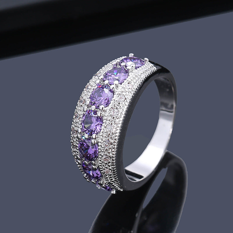 Women's Luxury Elegant Inlaid Zircon Copper Ring