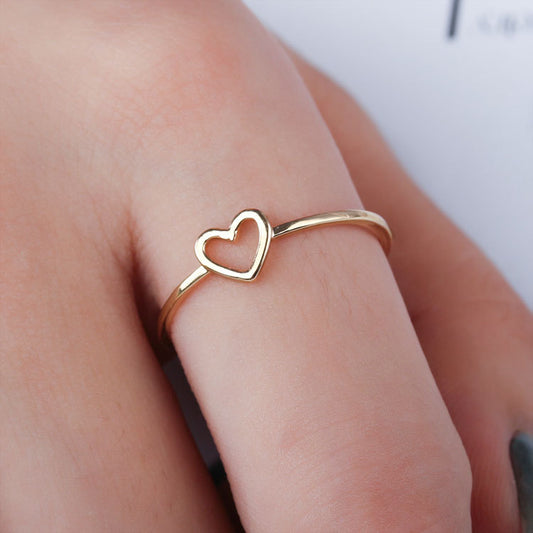 Simple Hollow Love Heart Heart-shaped Logo Copper Jewelry Rings