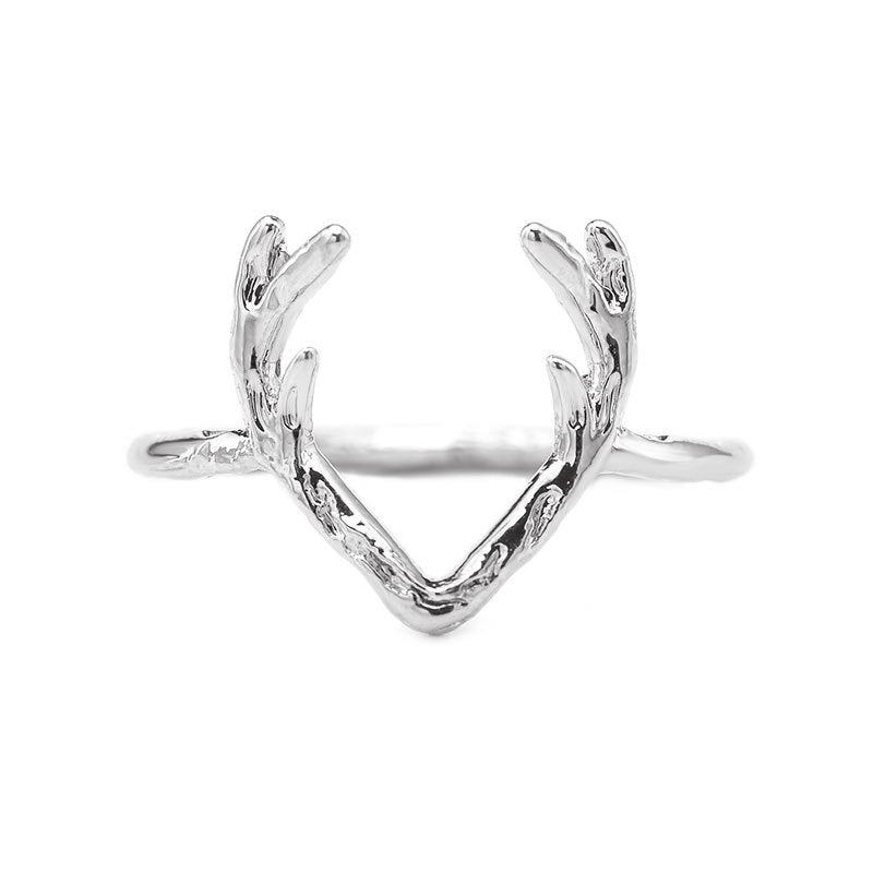 Christmas Elk Antlers Female Copper Material Rings