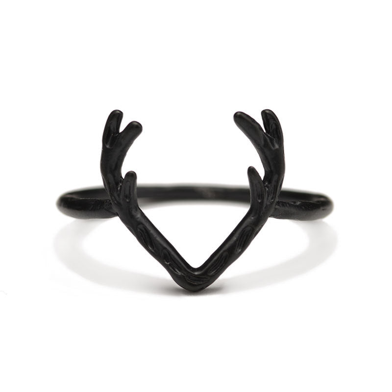 Christmas Elk Antlers Female Copper Material Rings