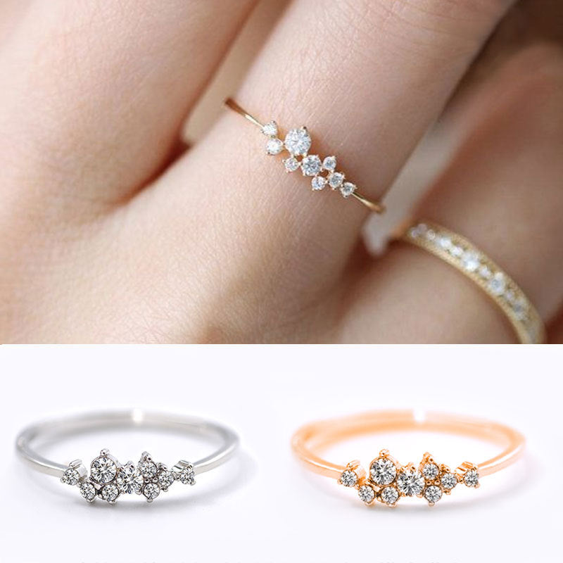 Women's Electroplated Nine Diamonds Tail Jewelry Rings