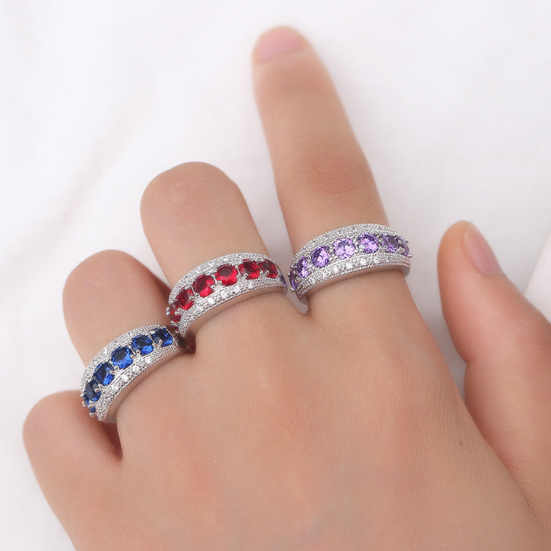 Women's Luxury Elegant Inlaid Zircon Copper Ring