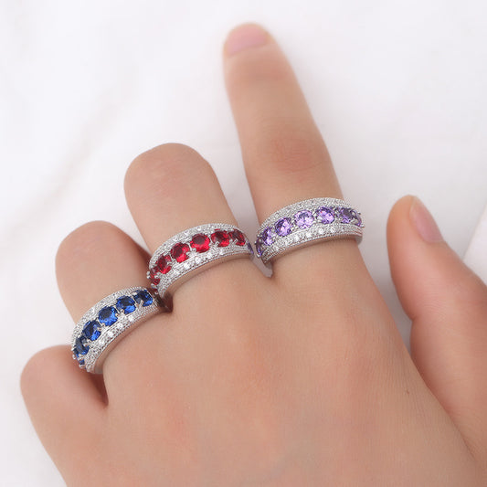 Women's Luxury Elegant Inlaid Zircon Copper Ring