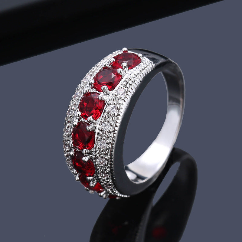 Women's Luxury Elegant Inlaid Zircon Copper Ring