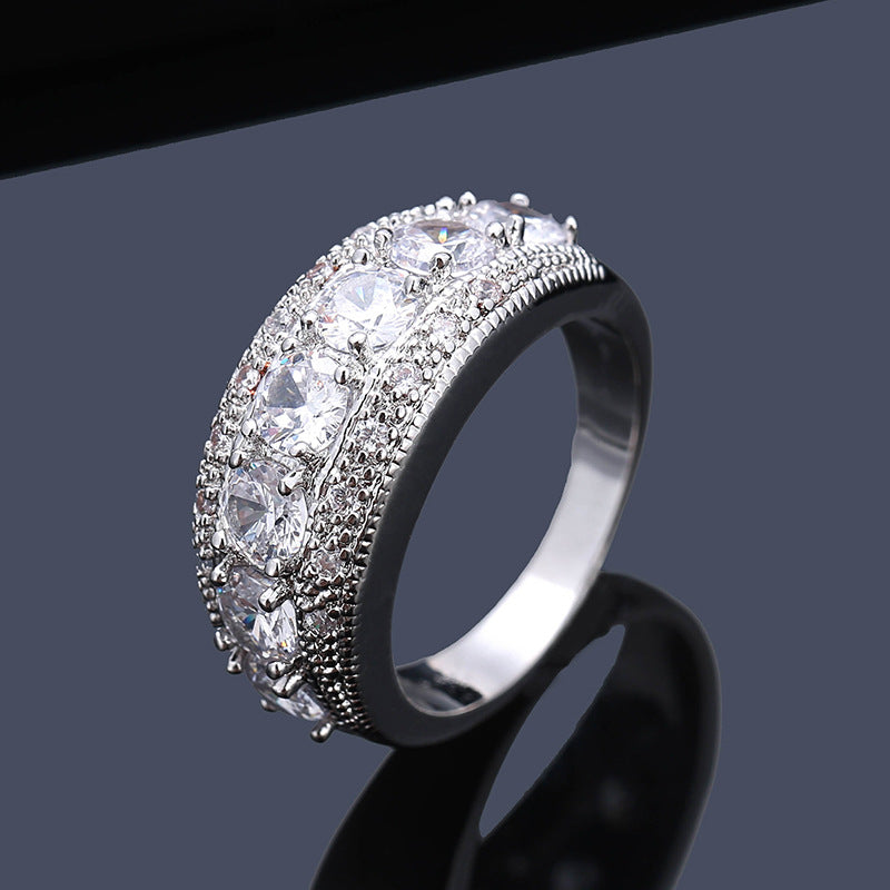 Women's Luxury Elegant Inlaid Zircon Copper Ring