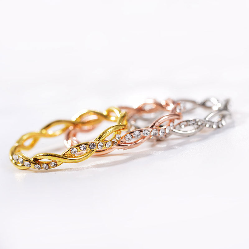 Women's Diamond Twist Fashion Refined Rhinestone Twisted Rings