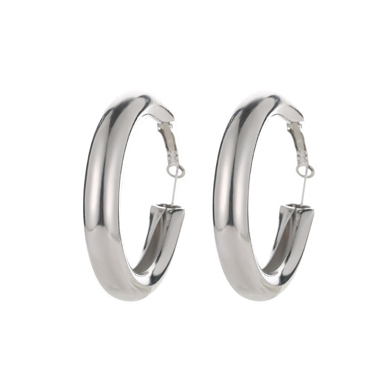 Women's Style Versatile Golden Geometric Round Large Exaggerated Earrings