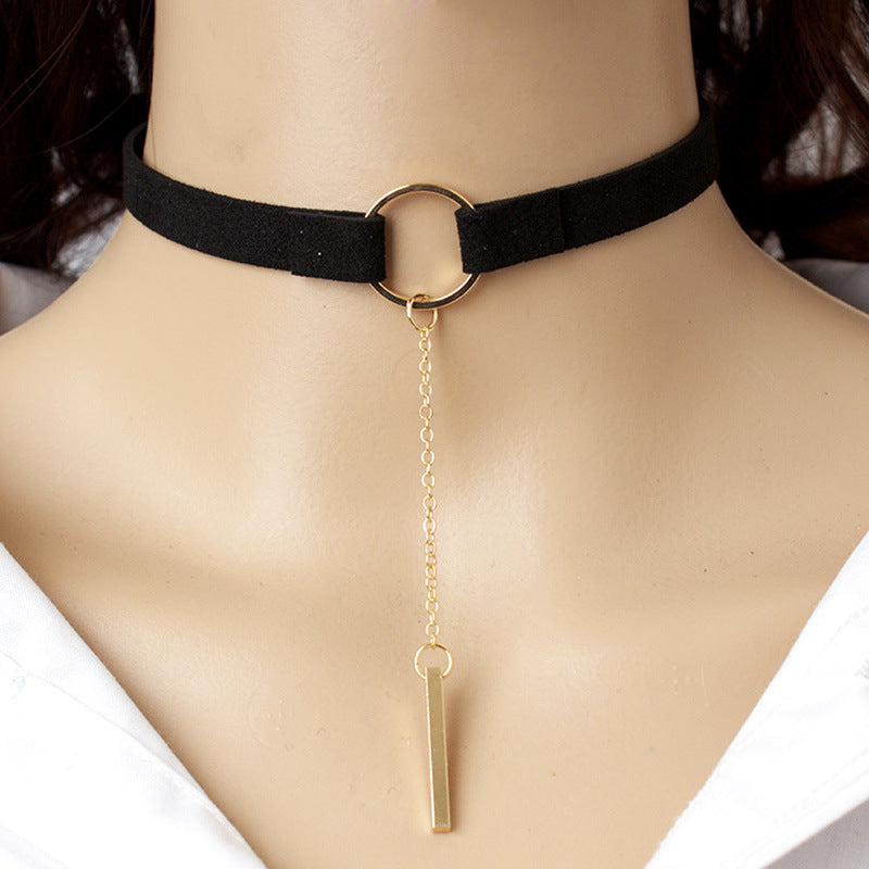 Women's Veet Wide Strap One-line Clavicle Chain Simple Trendy Pendants