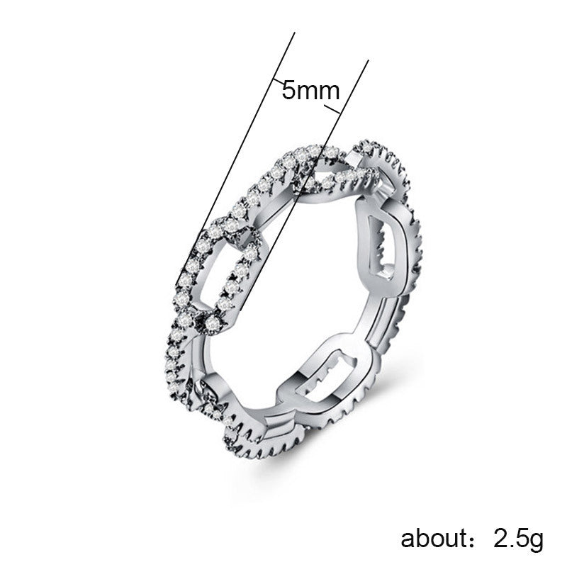 Women's Creative Chain Zircon Sier Plated Rose Gold Rings