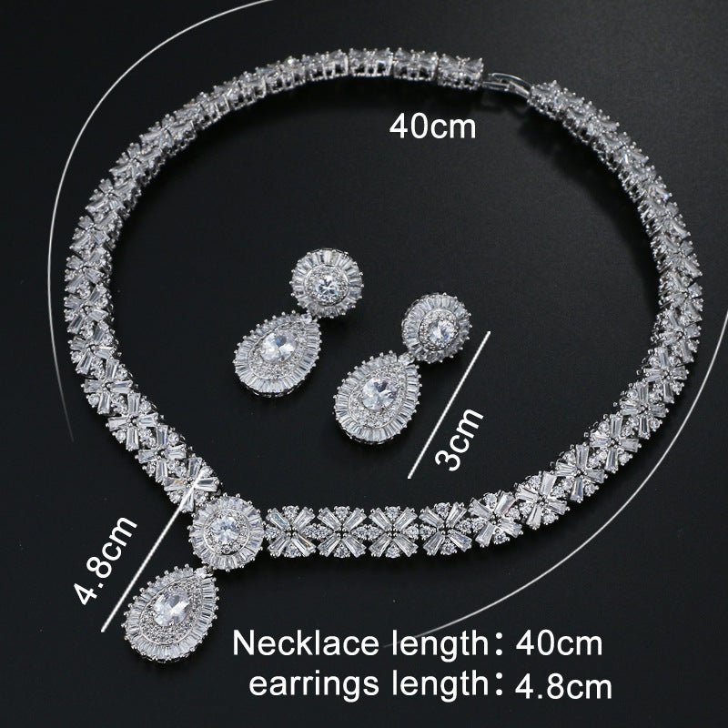 Fashion Bridal Round Zirconium Paraffin Inlaid Jewelry Set