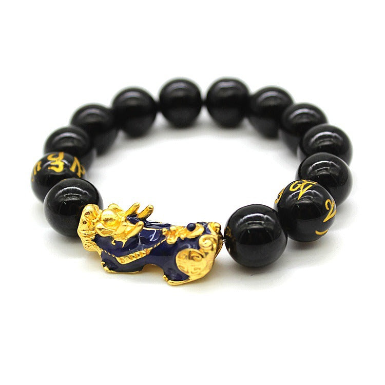 Damen- und Herrenarmbänder mit Obsidian- und Sprichwort-Buddha-Perlen