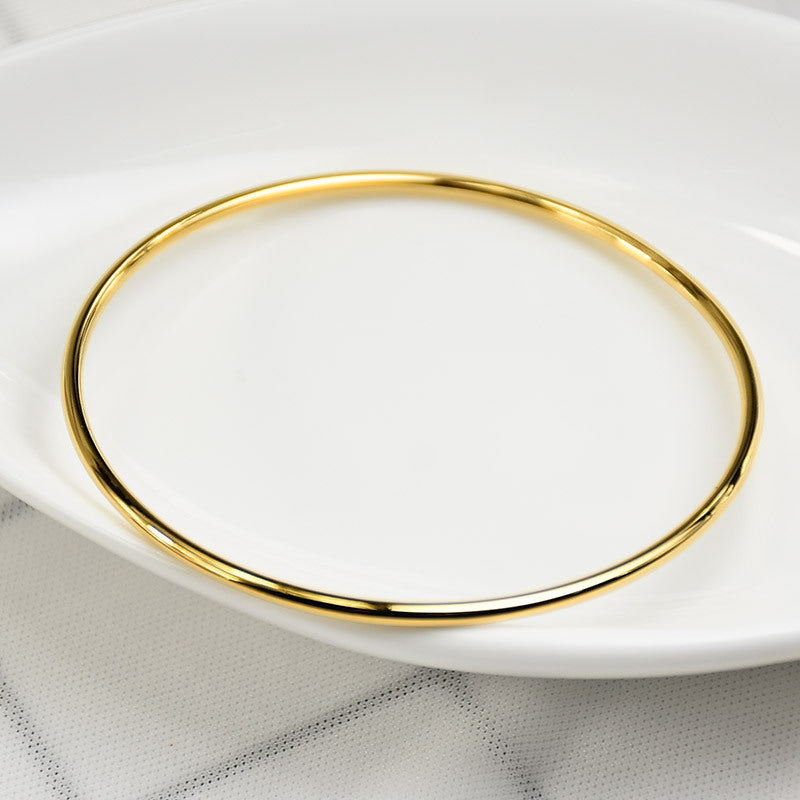 Steel Glossy Stainless Simple Colorfast Round Couple Bracelets
