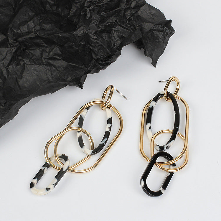 Print Korean Resin Long Geometric Simple Earrings