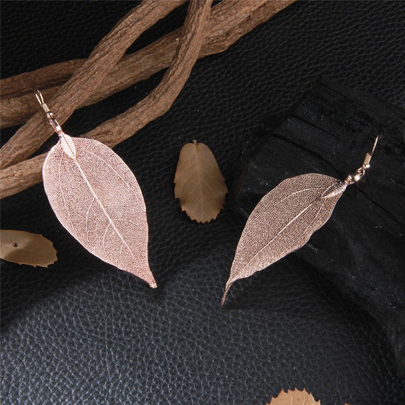 Popular Leaf-shaped Artistic Simple Natural Real Rings