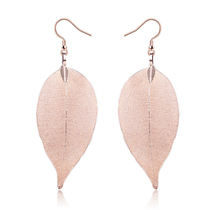 Popular Leaf-shaped Artistic Simple Natural Real Rings