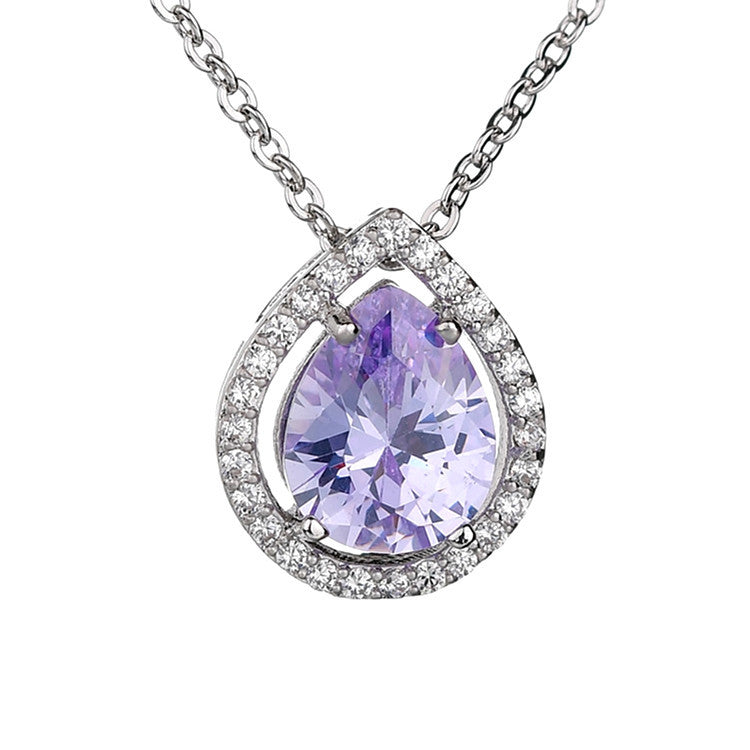 Women's Copper Water Drop Zircon Inlaid Simple Clavicle Chain Necklace