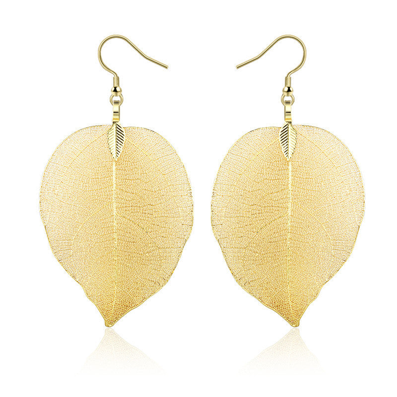 Popular Leaf-shaped Artistic Simple Natural Real Rings
