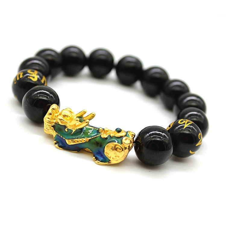 Damen- und Herrenarmbänder mit Obsidian- und Sprichwort-Buddha-Perlen