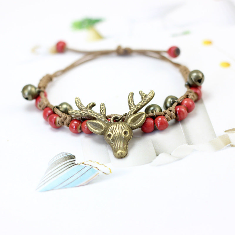 Women's Korean Style Mori Retro Pure Brass Bell Simple Bracelets