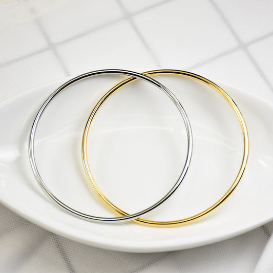 Steel Glossy Stainless Simple Colorfast Round Couple Bracelets