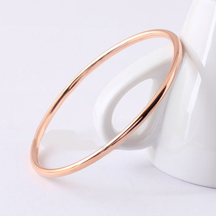 Steel Glossy Stainless Simple Colorfast Round Couple Bracelets