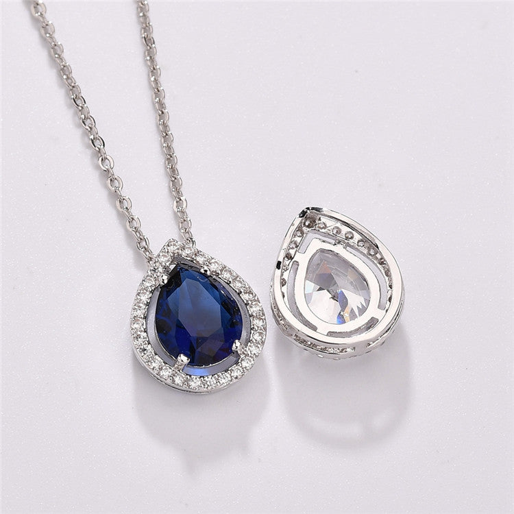 Women's Copper Water Drop Zircon Inlaid Simple Clavicle Chain Necklace