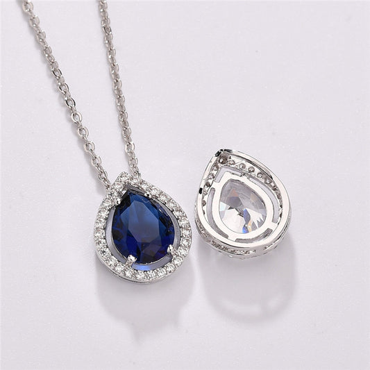 Women's Copper Water Drop Zircon Inlaid Simple Clavicle Chain Necklace