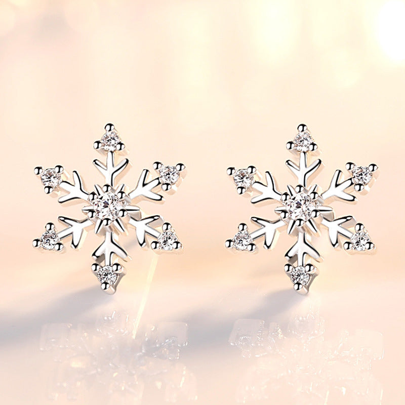 Zircon Snowflake Ear Female Sweet Elegance Earrings