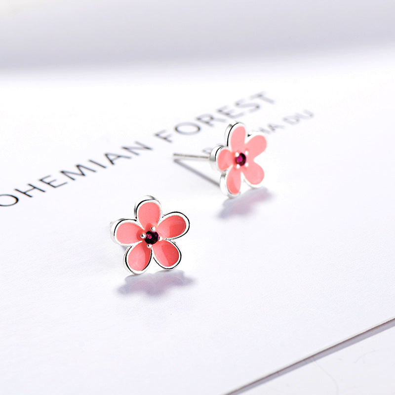 Clover Ear Mini Cute Heart Pink Earrings