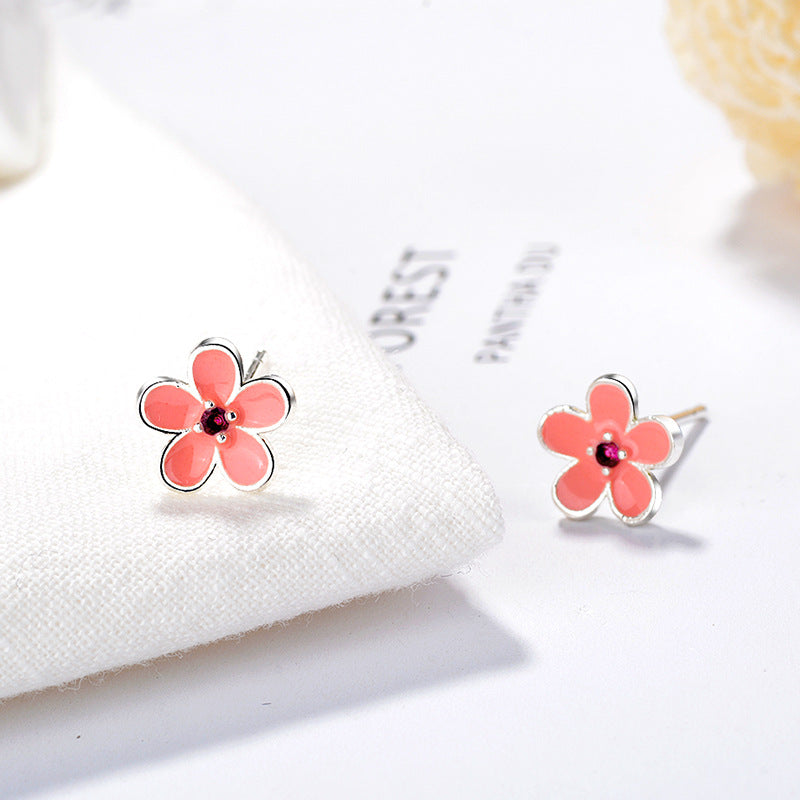 Clover Ear Mini Cute Heart Pink Earrings