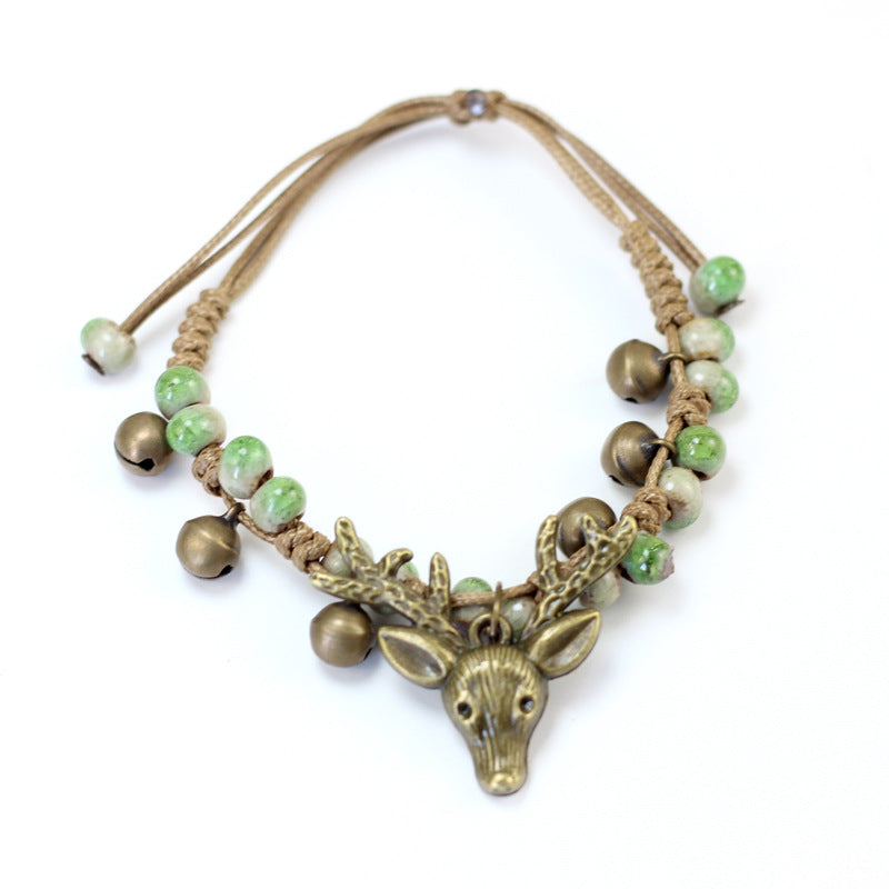 Women's Korean Style Mori Retro Pure Brass Bell Simple Bracelets