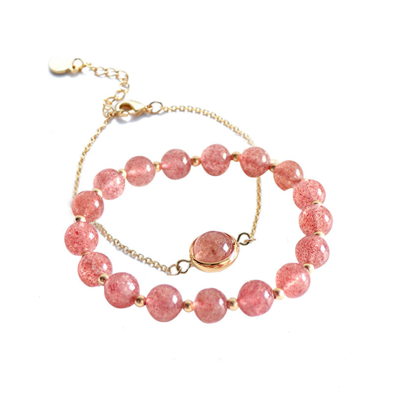 Women's Strawberry Quartz Attracting Male Pink Crystal Lucky Beads Bracelets