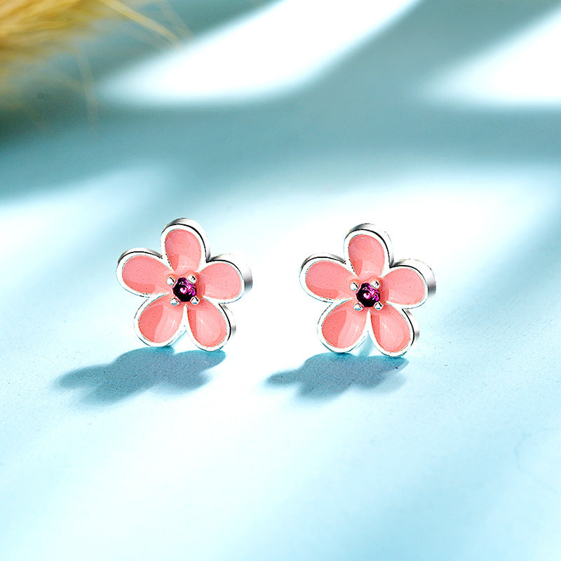 Clover Ear Mini Cute Heart Pink Earrings