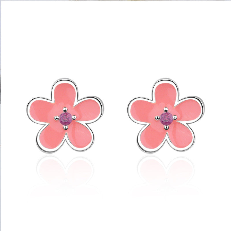 Clover Ear Mini Cute Heart Pink Earrings