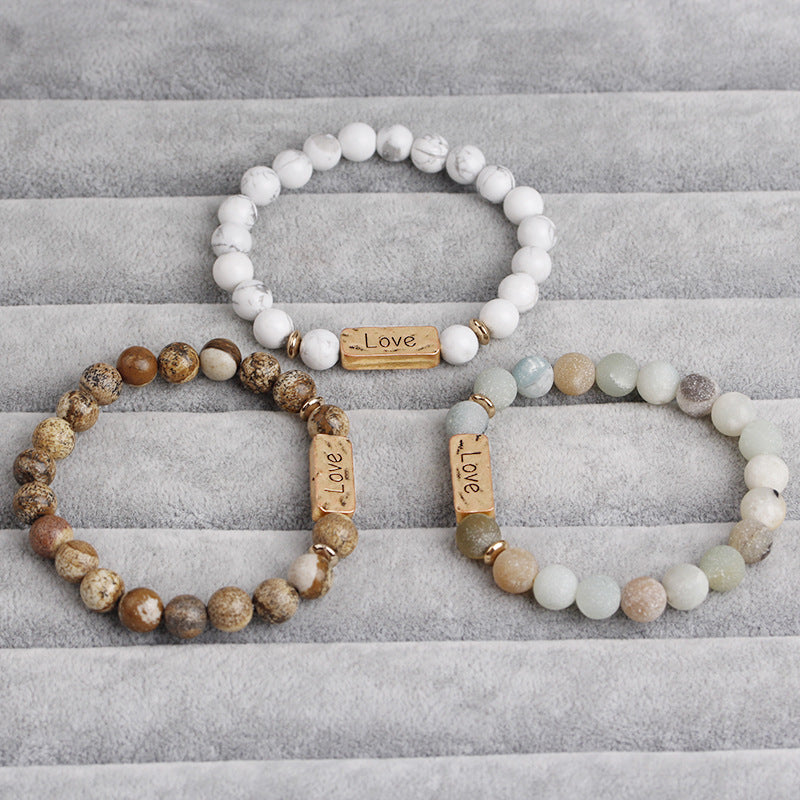 European Fashion Natural Stone Volcanic Tag Bracelets
