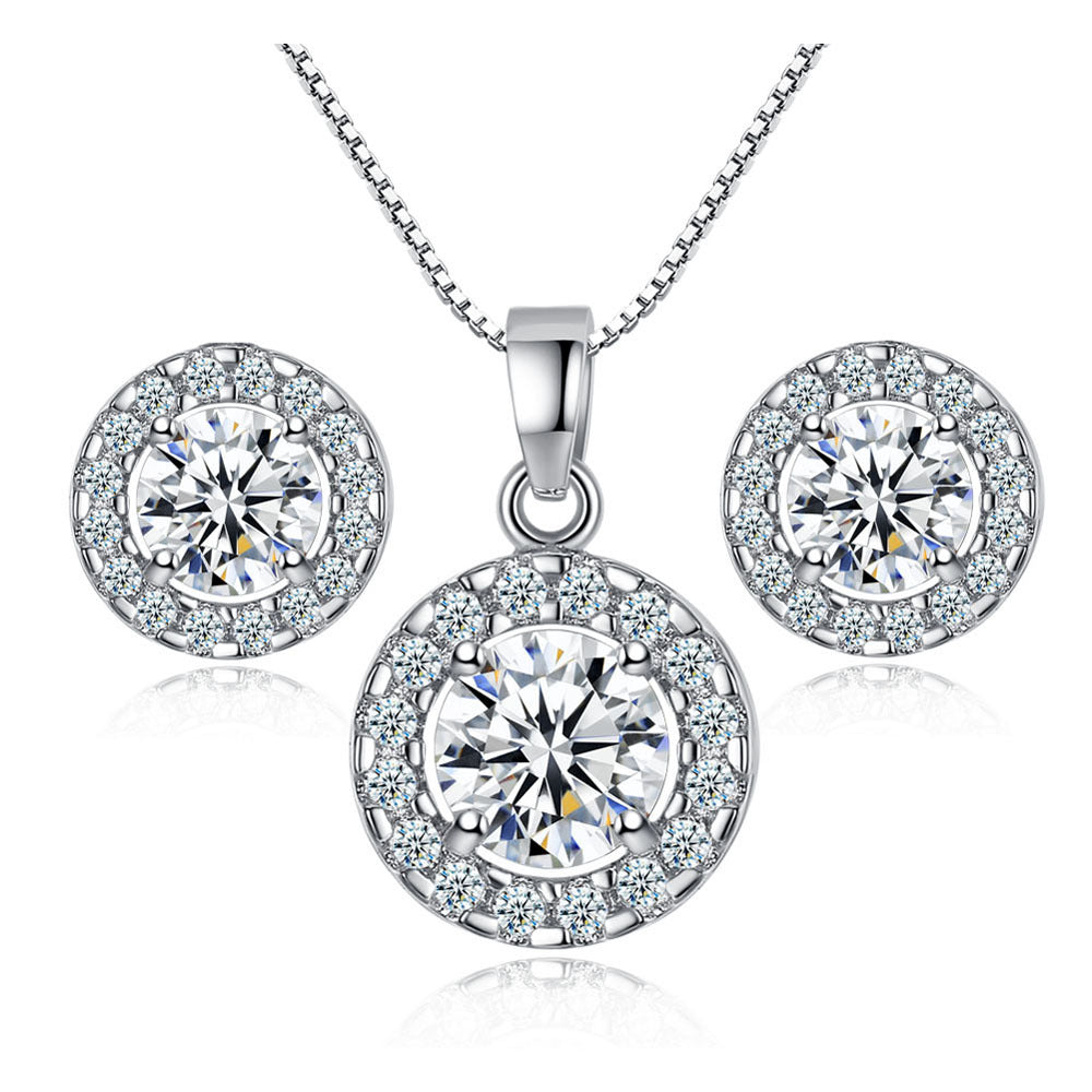 Women's Crown Zircon Electroplated Light Luxury High-grade Fashion Style Jewelry Set