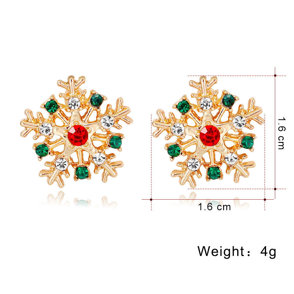 Fashion Christmas Creative Diamond Snowflake Danby Earrings