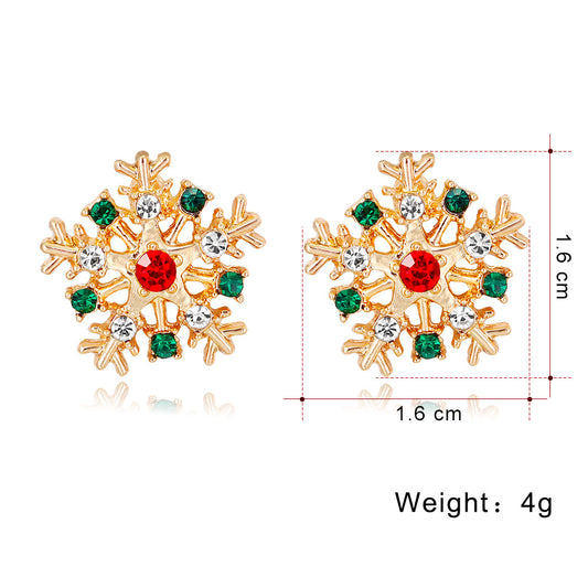 Fashion Christmas Creative Diamond Snowflake Danby Earrings