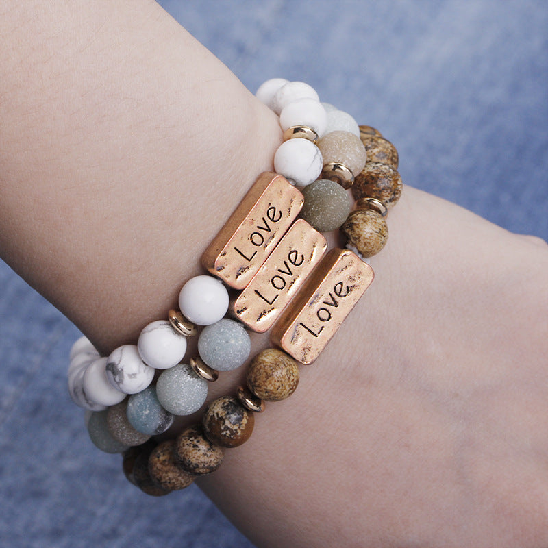 European Fashion Natural Stone Volcanic Tag Bracelets