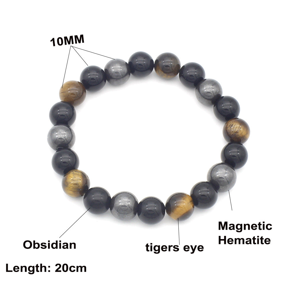 Bracelets en obsidienne avec yeux de tigre jaunes, ornement atmosphérique