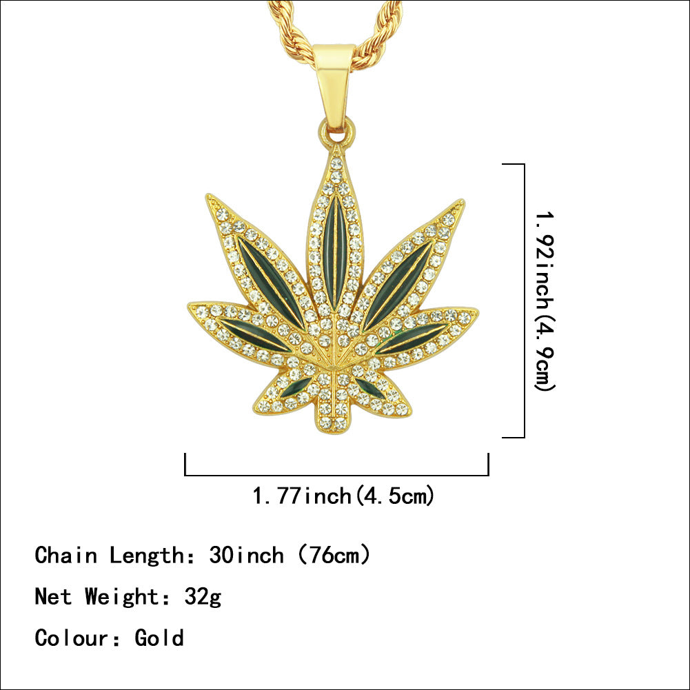 Men's Hip Hop Ornament Maple Leaf Pendant Necklaces