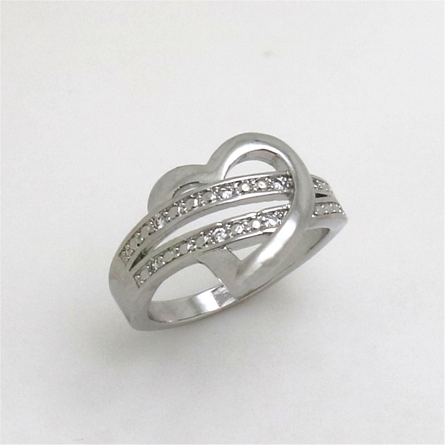 Women's Fashion Sier Color Love Heart Female Rings