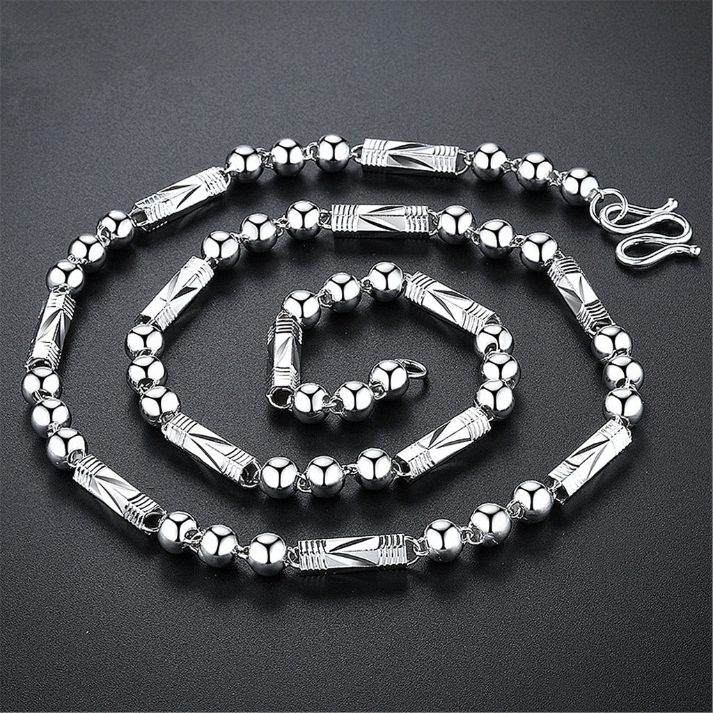 Men's Chain Hexagonal Cylinder Three Beads Buddha Necklaces