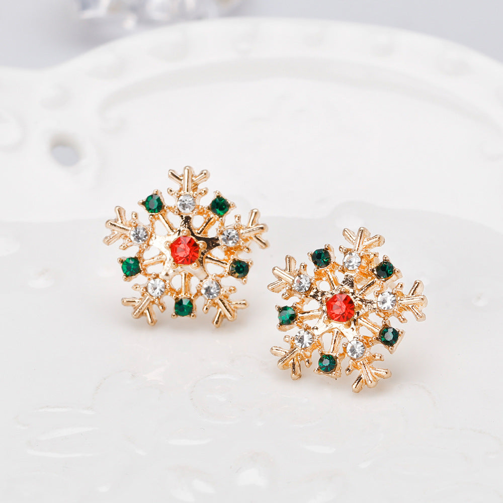 Fashion Christmas Creative Diamond Snowflake Danby Earrings